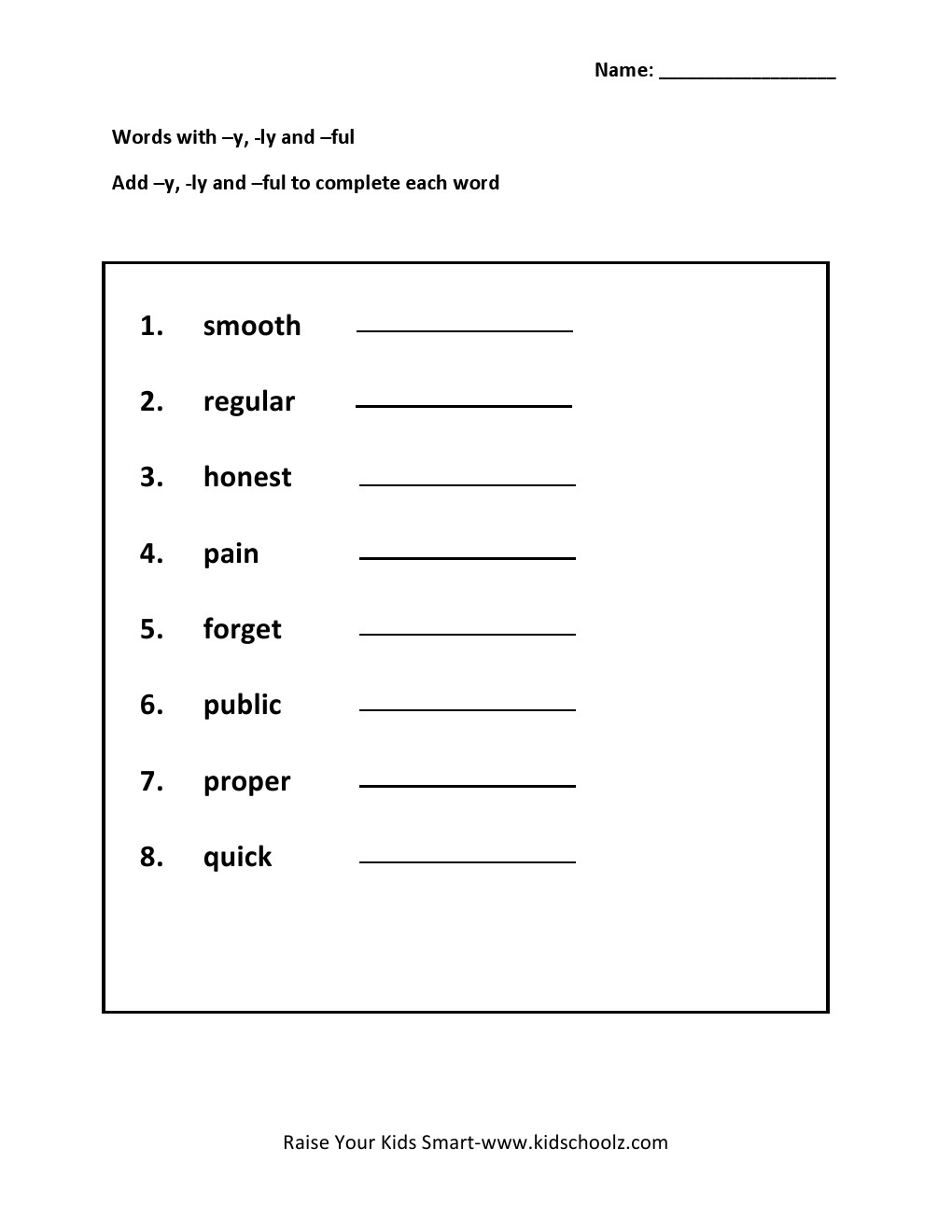Grade 1 - Words Completion Worksheet 4 - KidschoolzKidschoolz printable worksheets, free worksheets, education, and grade worksheets Suffix Ful Worksheet 1320 x 1020