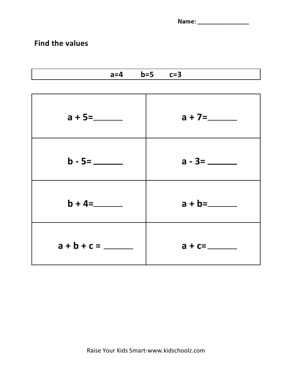 Grade 22 - Evaluating Algebraic Expressions Worksheet 22 - Kidschoolz Pertaining To Evaluate The Expression Worksheet