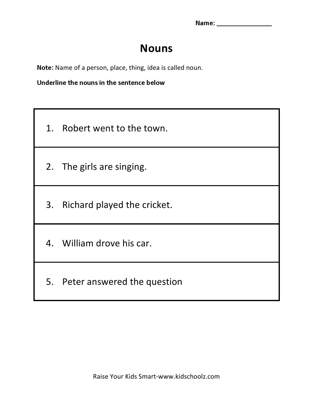 Grade 2 - Underline Nouns Worksheet 3 - KidschoolzKidschoolz alphabet worksheets, learning, worksheets, and free worksheets Underline The Nouns Worksheet 2 1320 x 1020