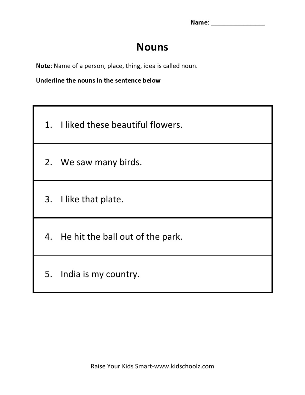 Grade 2 - Underline Nouns Worksheet 4 - alphabet worksheets, learning, worksheets, and free worksheets Underline The Nouns Worksheet 2 1320 x 1020