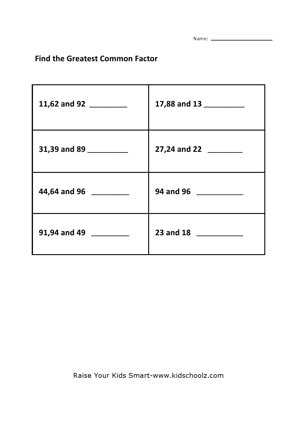 Free Worksheet. Gcf Worksheet. Phinixi.com Worksheets for Kids  worksheets, learning, free worksheets, alphabet worksheets, math worksheets, and printable worksheets Greatest Common Factor Worksheets With Answers 1403 x 992