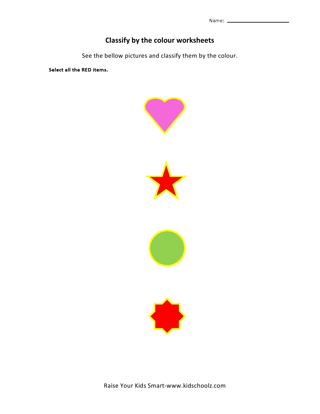 Colour Identification Worksheets