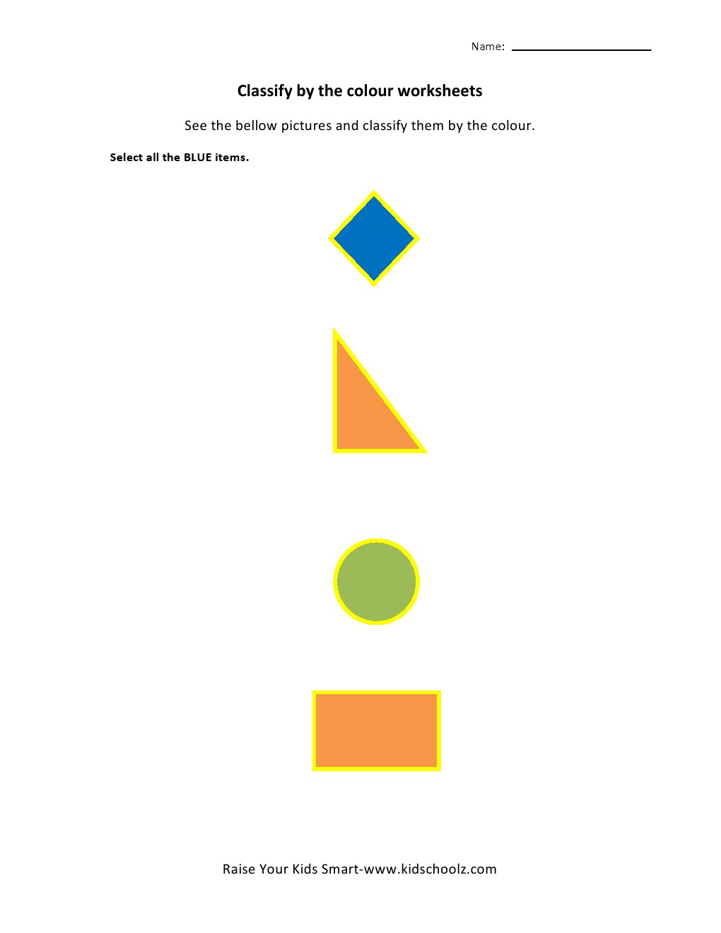 Colour Identification Worksheets