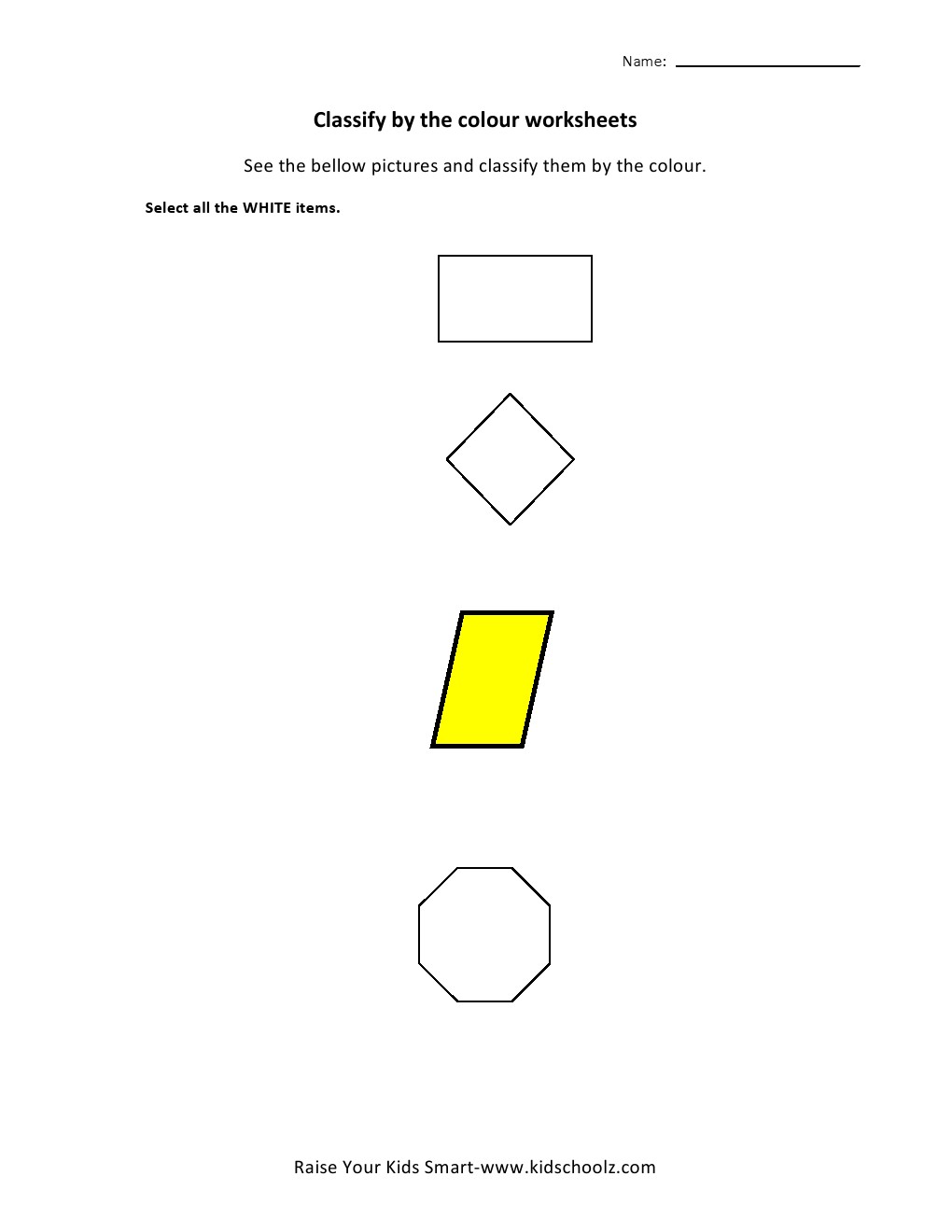 Colour Identification Worksheets