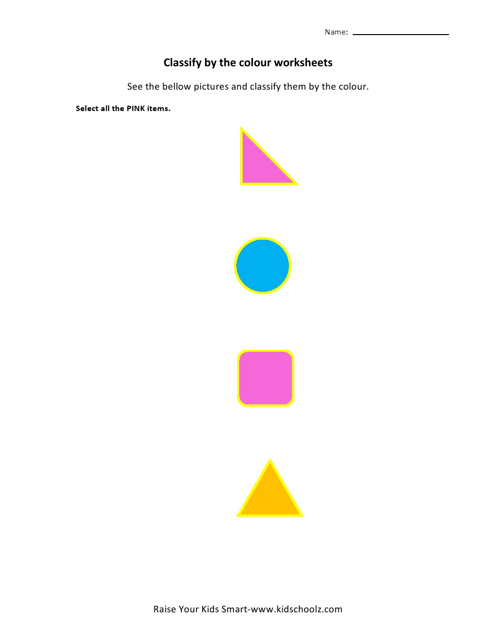 Colour Identification Worksheets