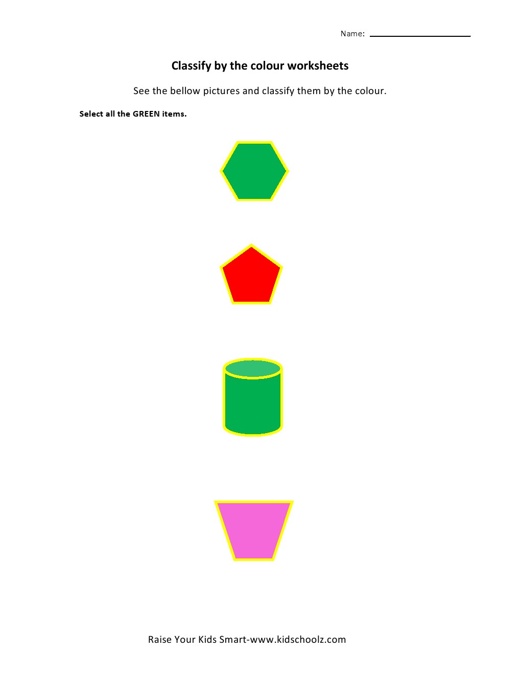 Colour Identification Worksheets