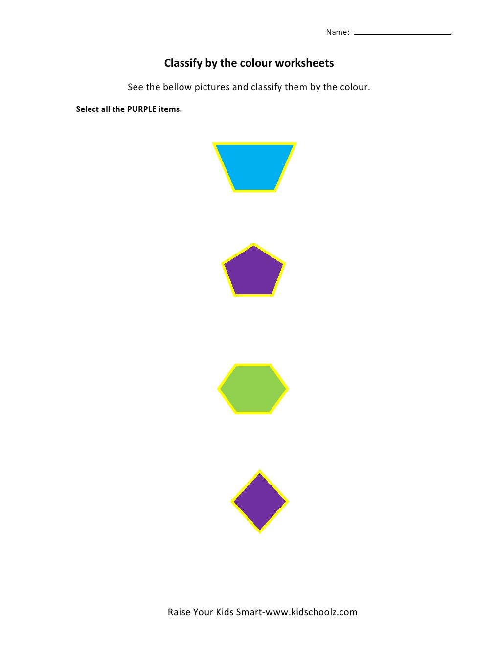 Colour Identification Worksheets