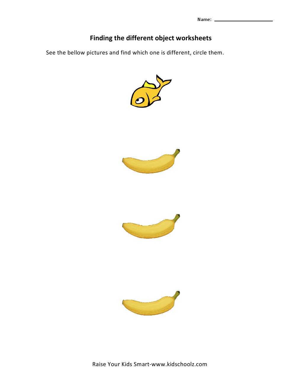 Finding Different Object Worksheets