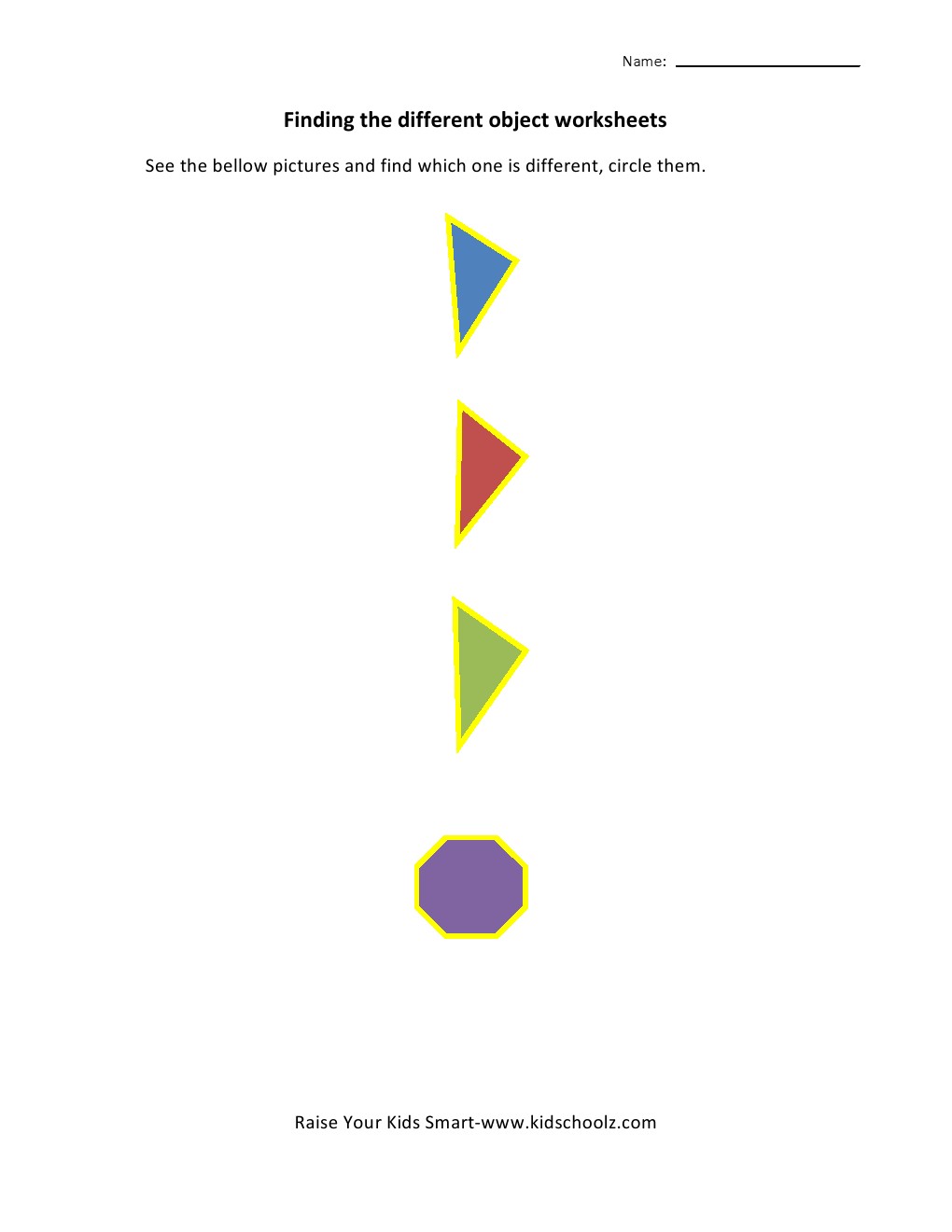 Finding Different Object Worksheets