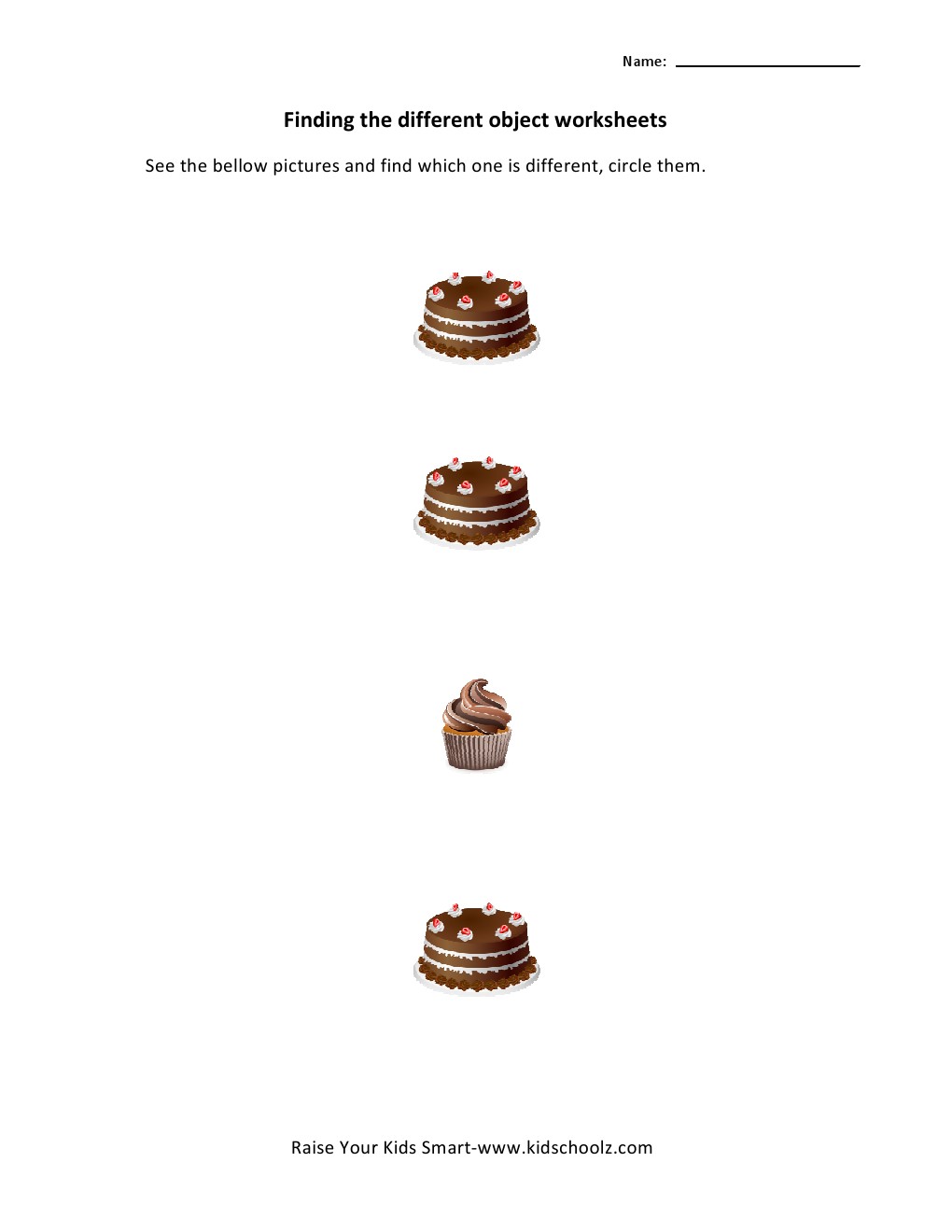 Finding Different Object Worksheets