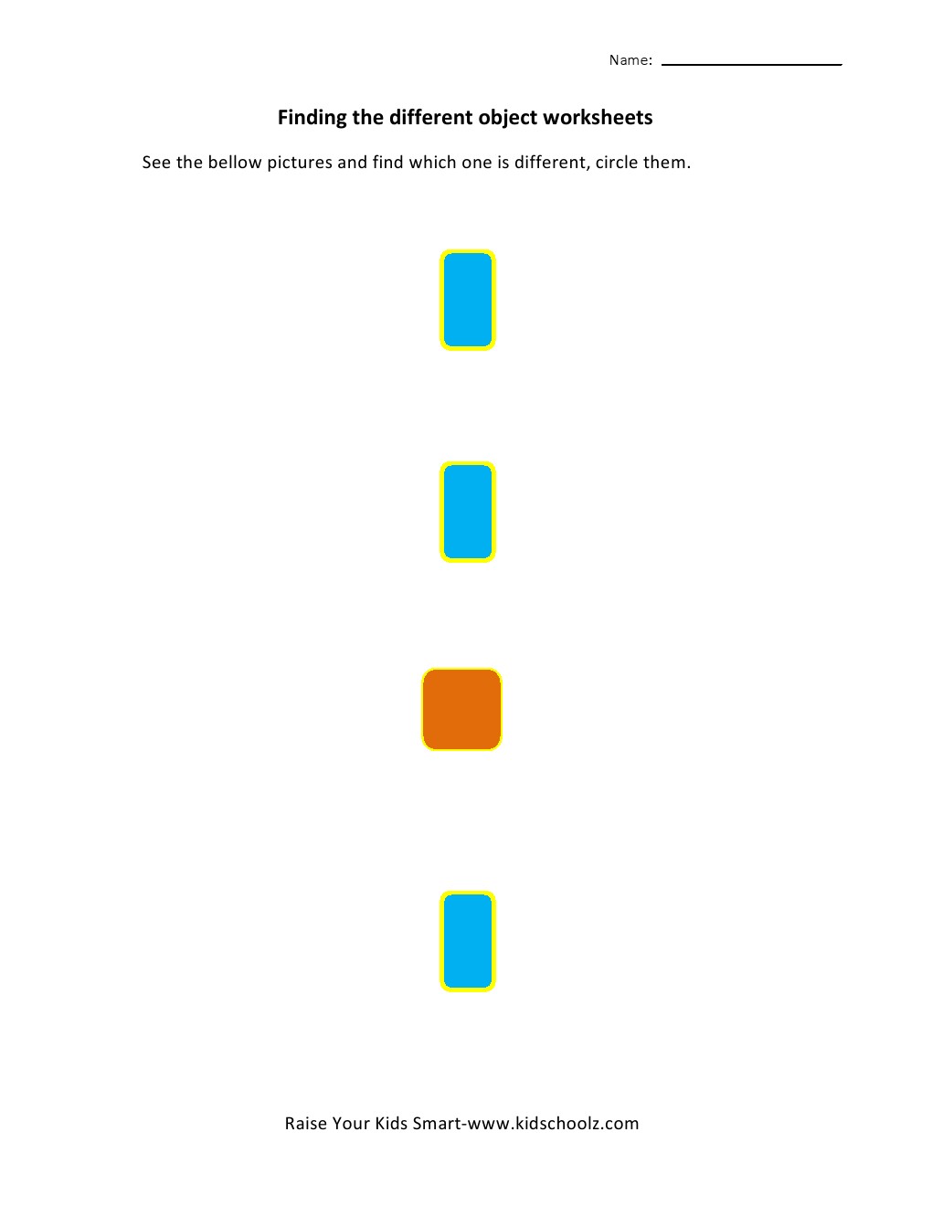 Finding Different Object Worksheets