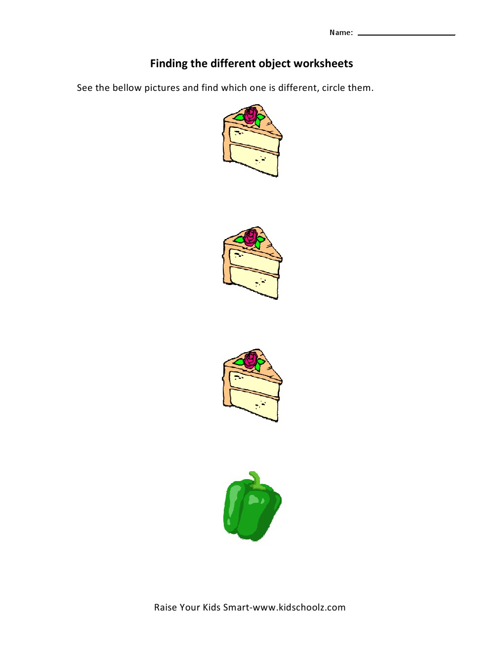 Finding Different Object Worksheets