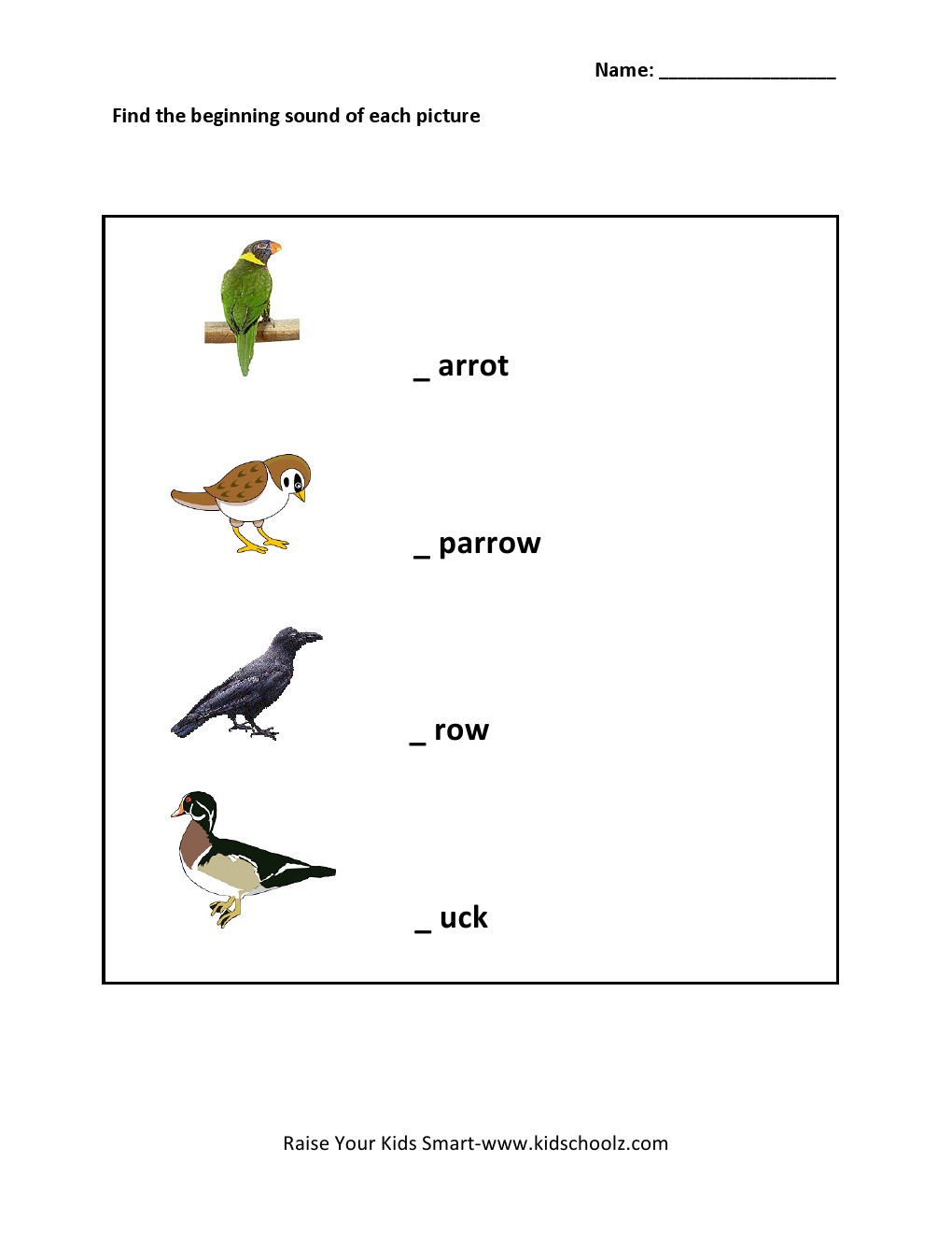 Grade 1 - Sound Worksheet
