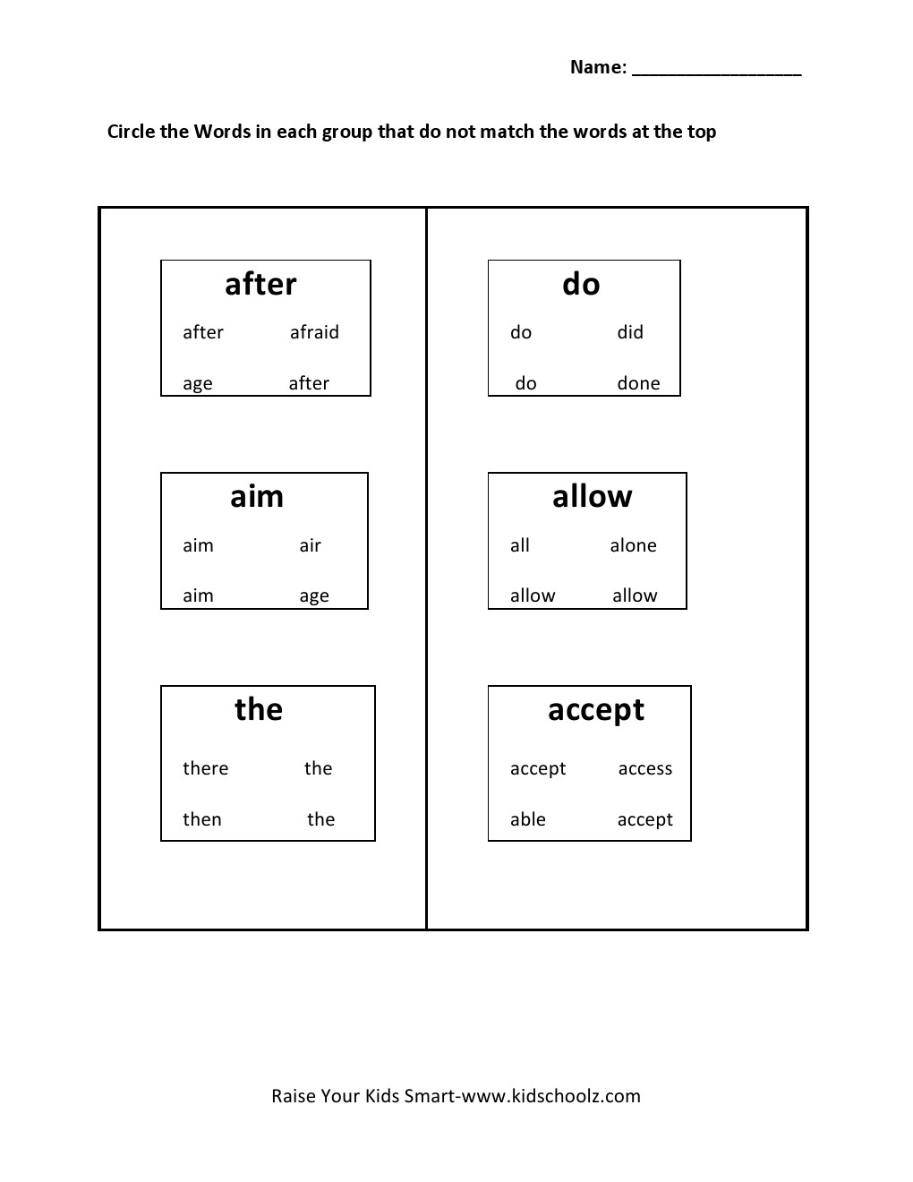 Grade 1 - Words Detective Worksheet