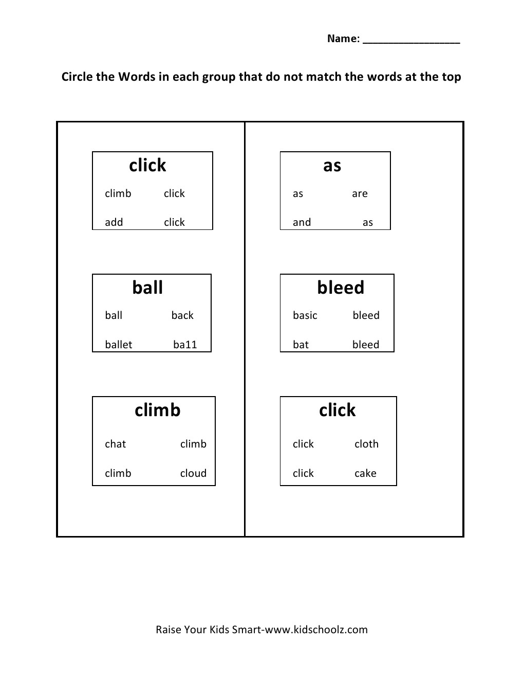 Grade 1 - Words Detective Worksheet