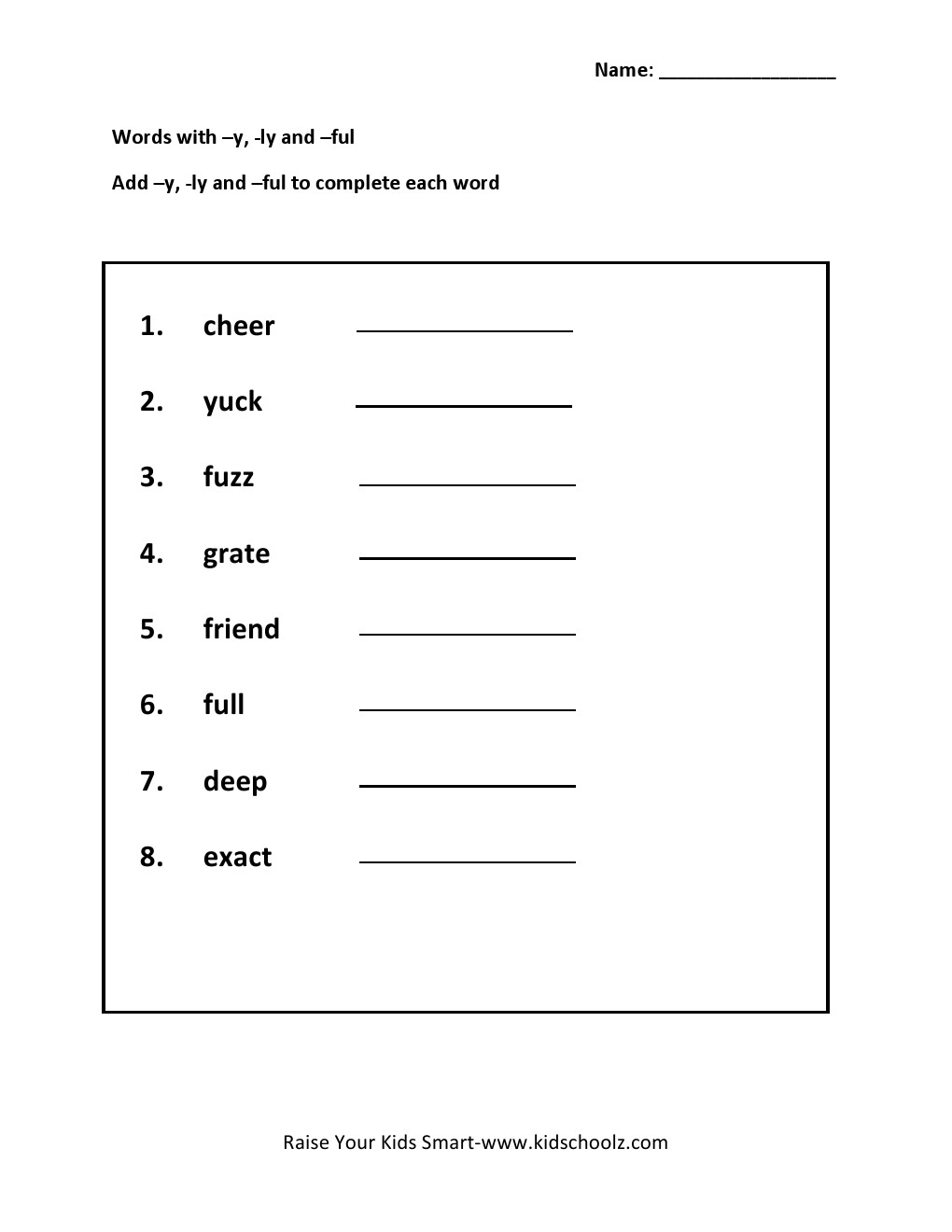 Grade 1 - Words Completion Worksheet