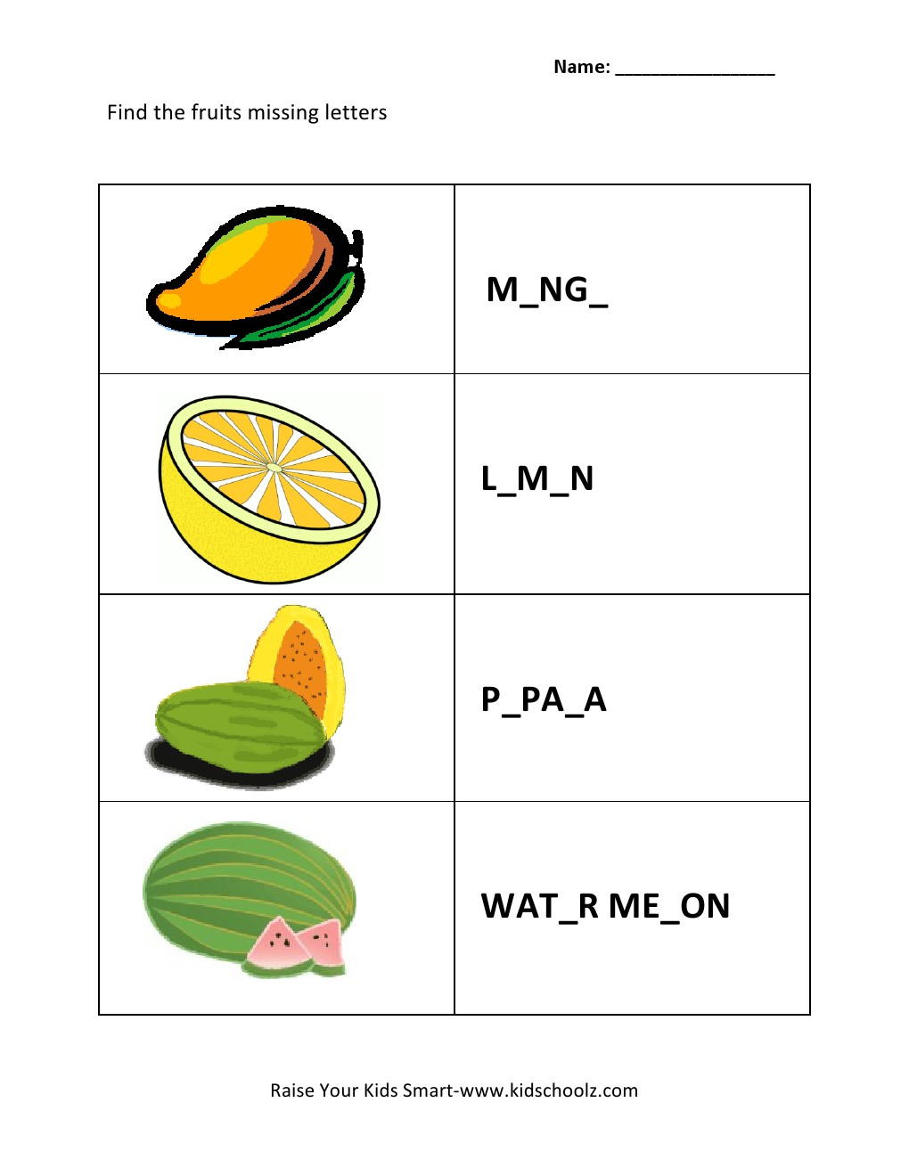 Grade 2 - Missing Letters Worksheet