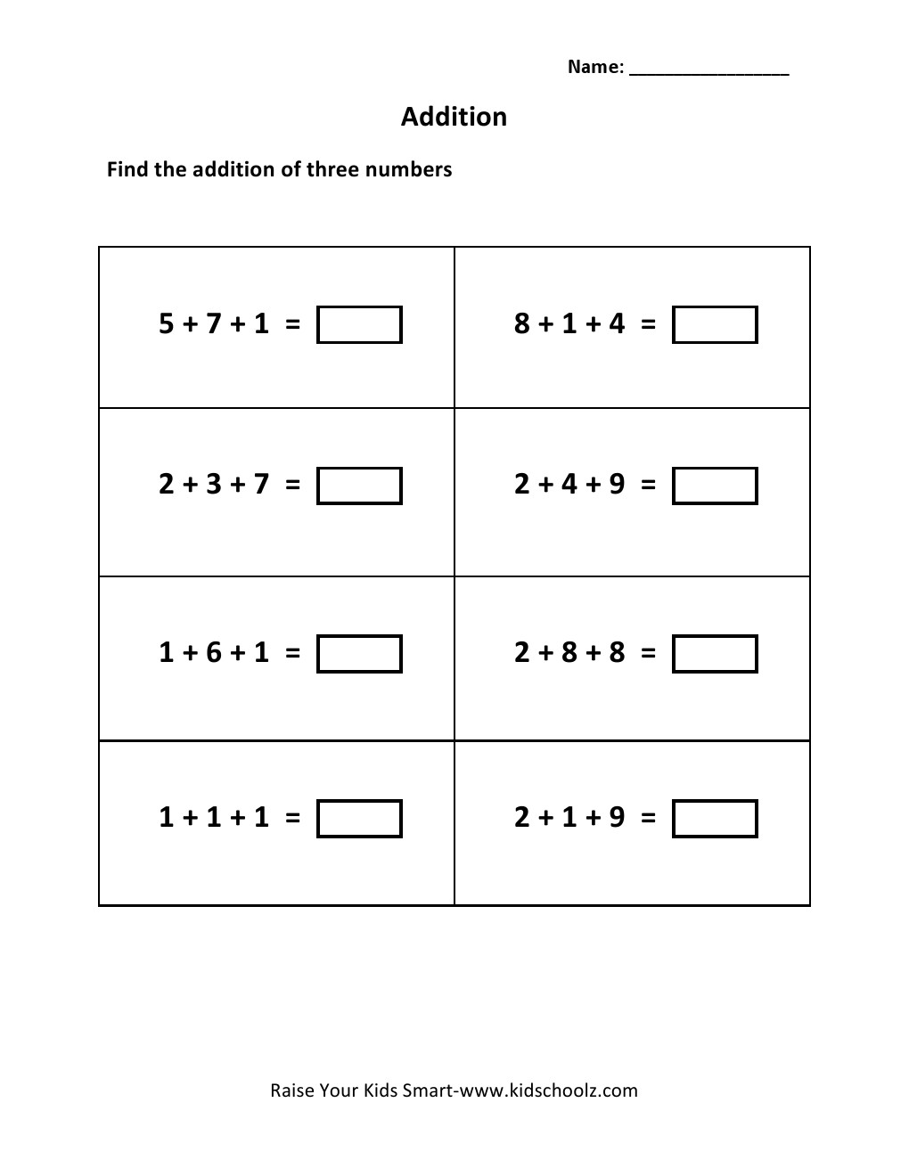 Grade 2 - Addition Worksheet