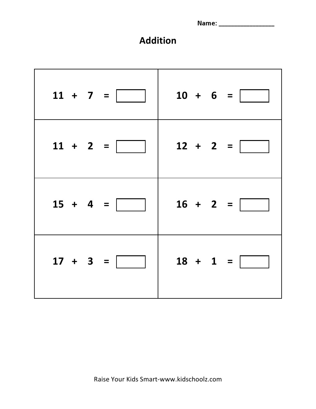 Grade 2 - Addition Worksheet