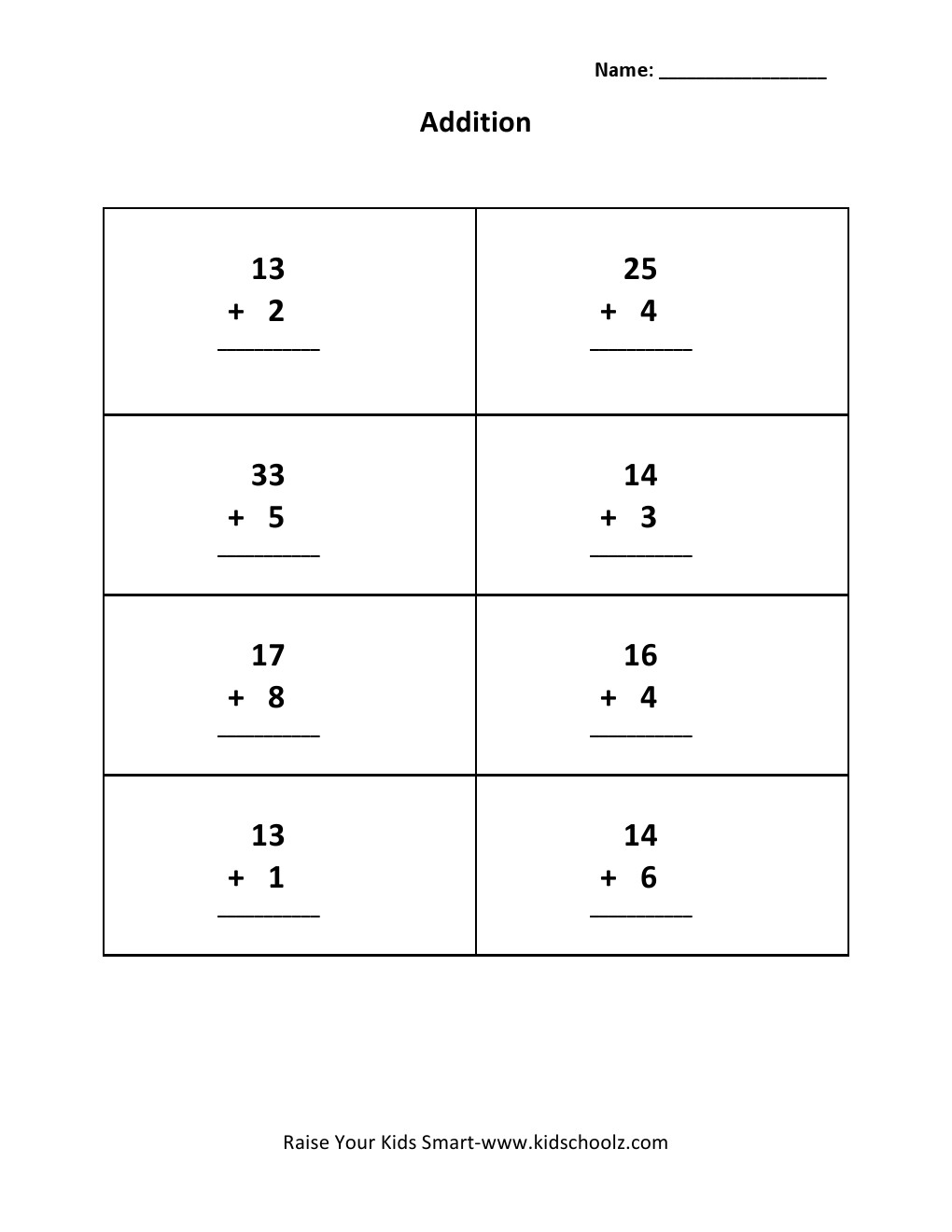 Grade 2 - Addition Worksheet