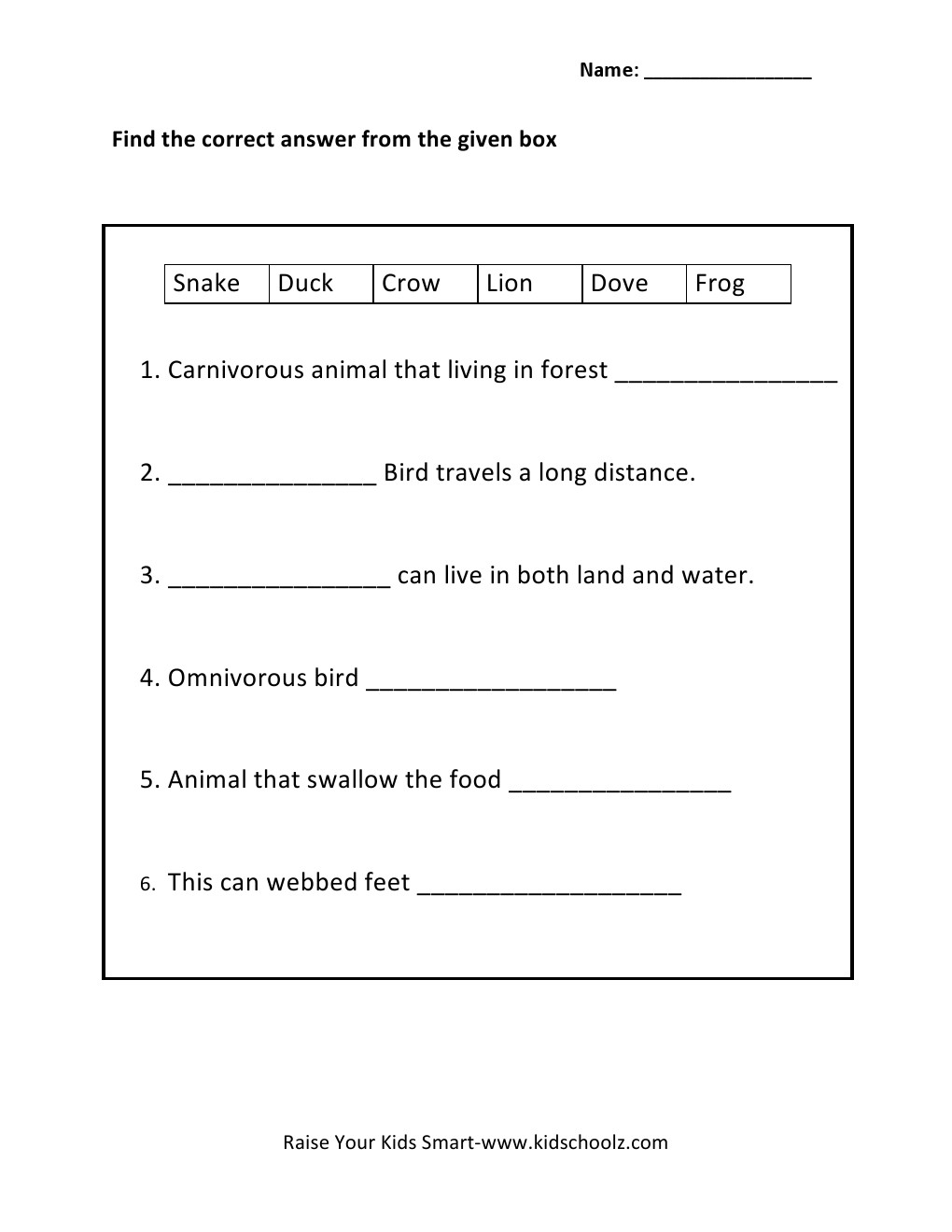 Grade 3 Worksheet