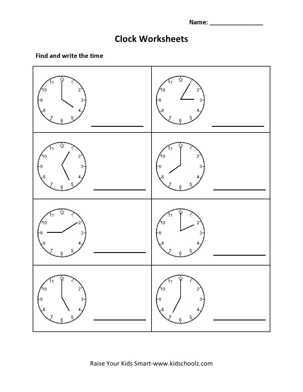 Grade 2 - Clock Worksheets