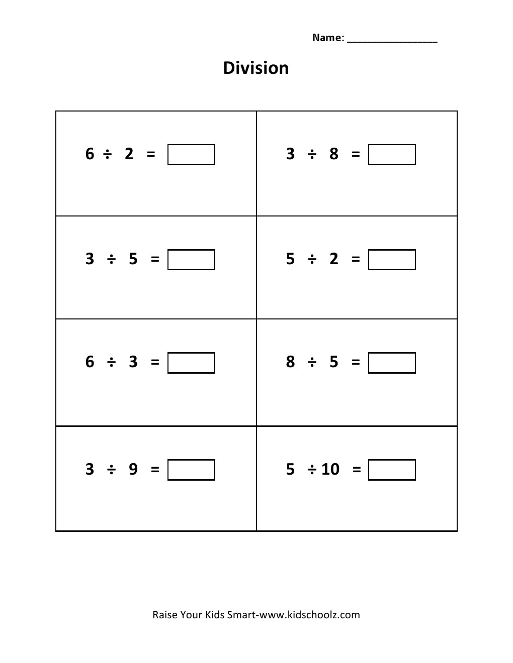 Grade 3 - Division Worksheet