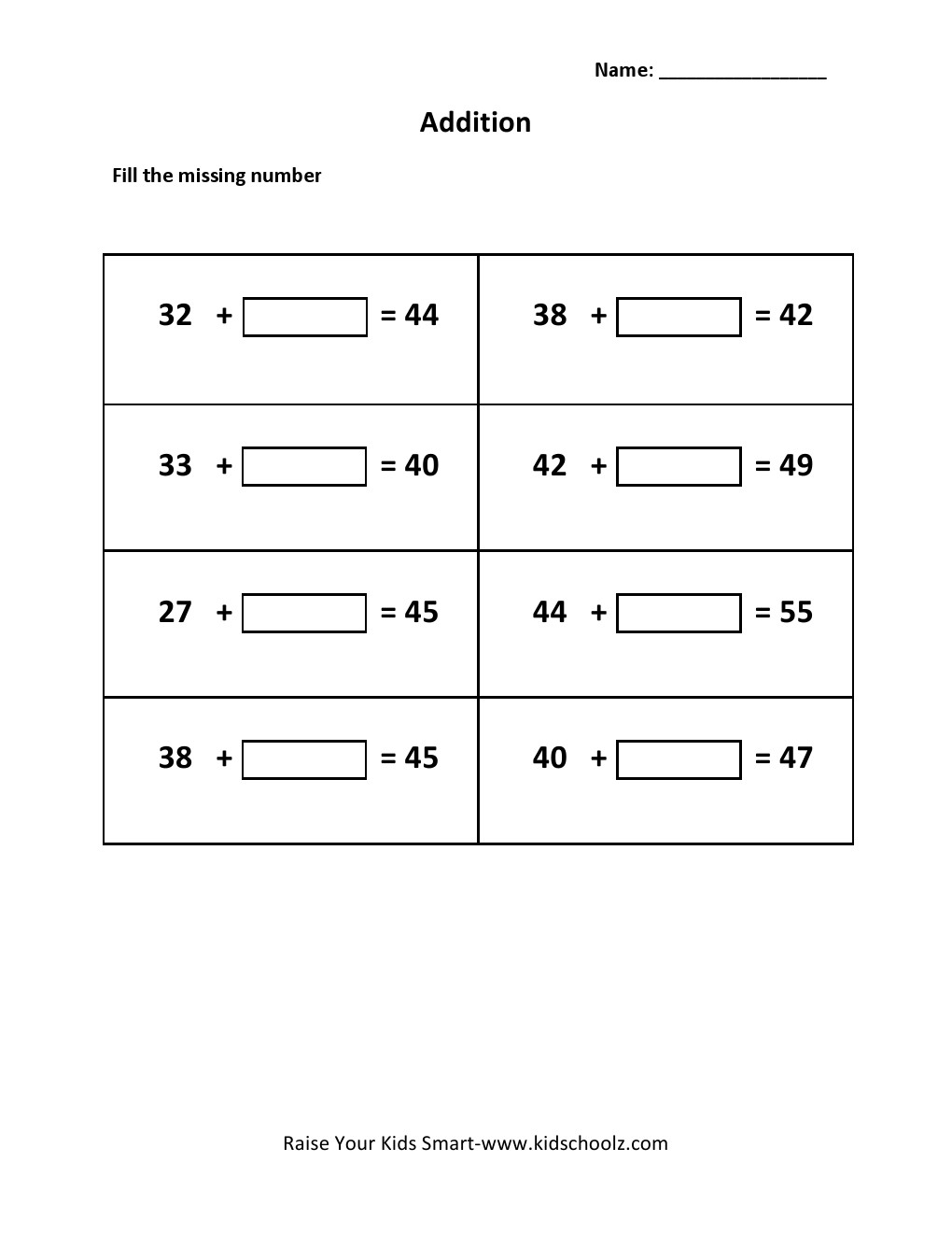 Grade 2 - Addition Worksheet