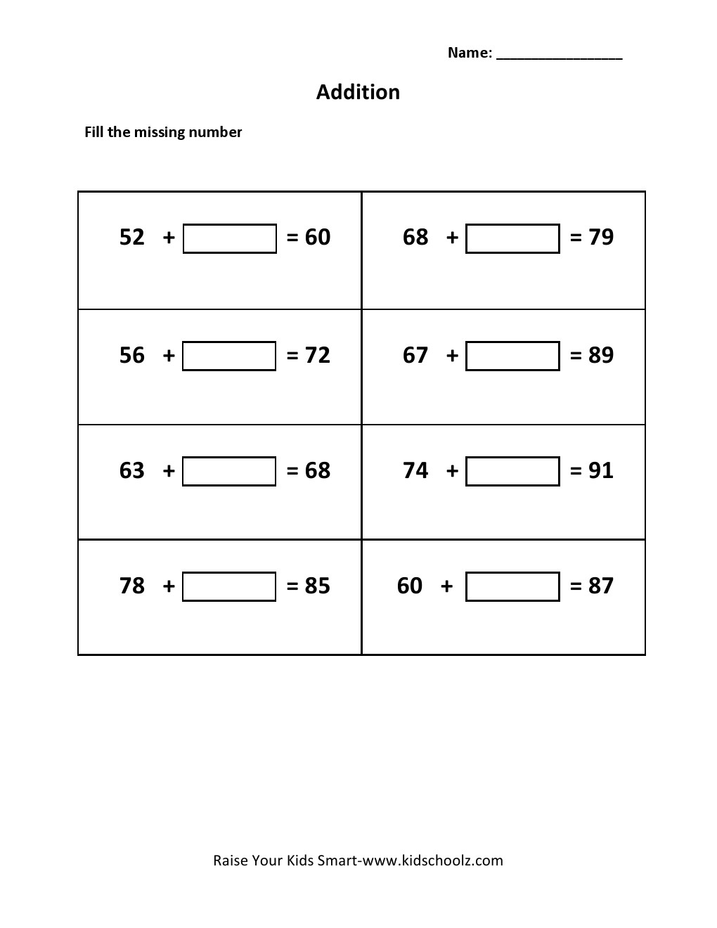 Grade 2 - Addition Worksheet
