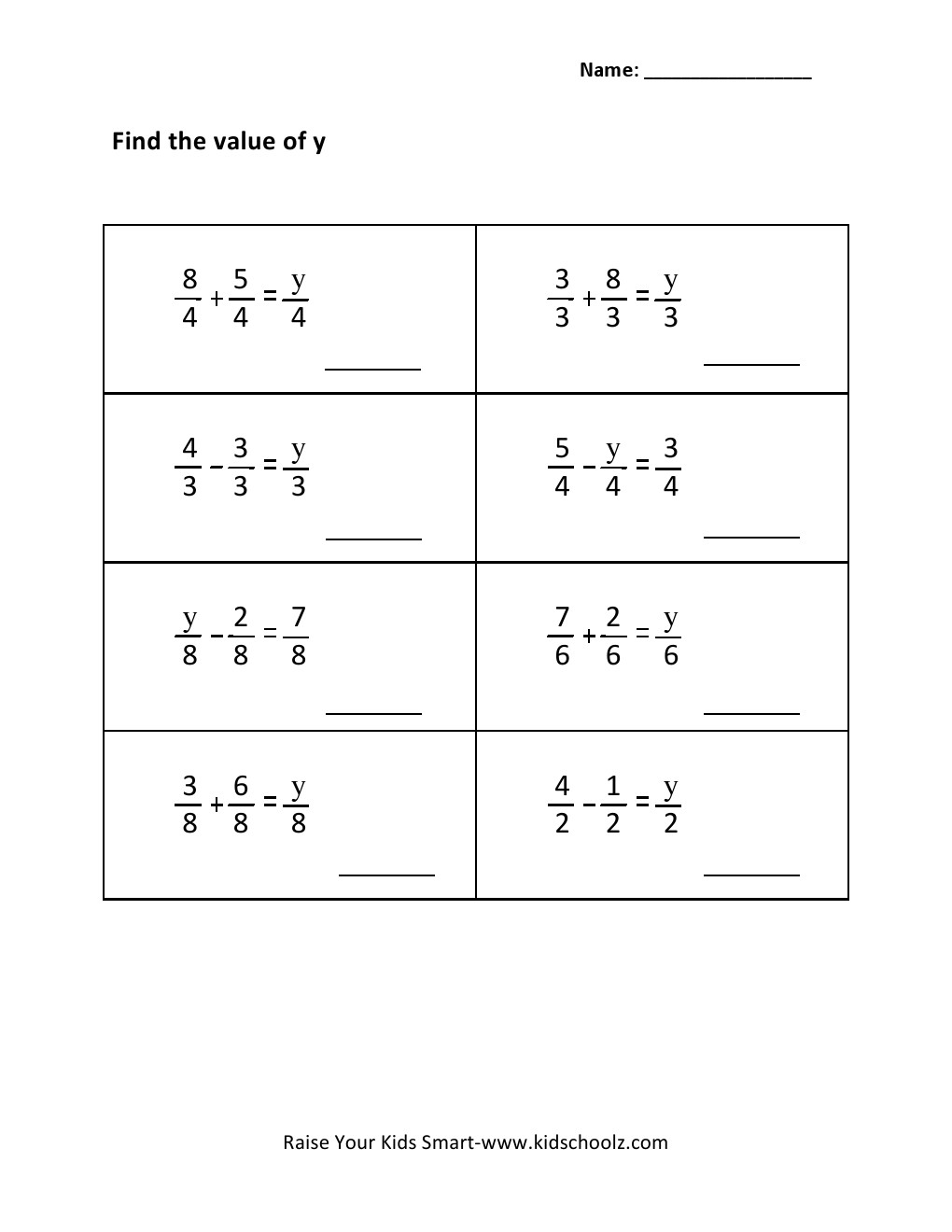 Grade 3 - Algebraic Expressions Worksheet