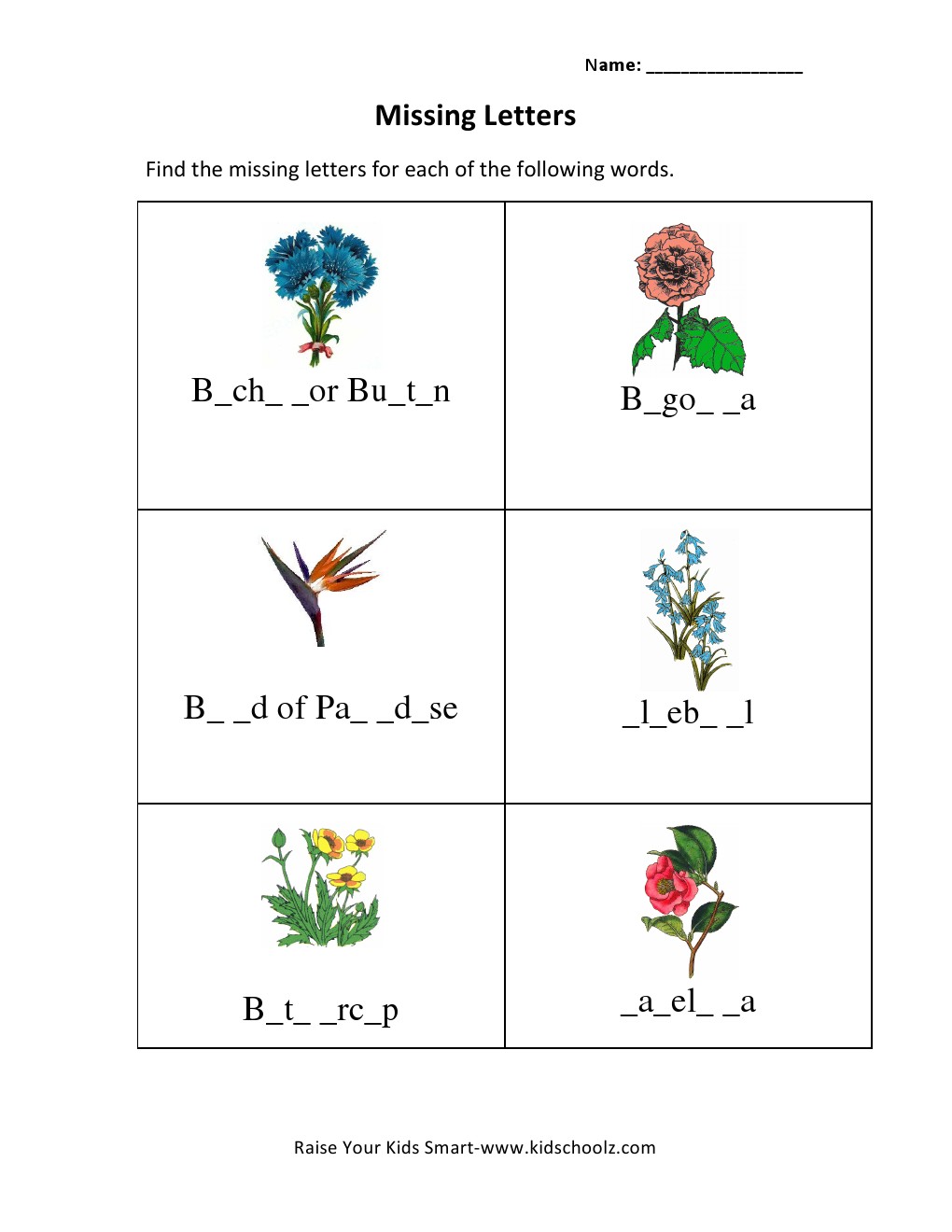 Grade 3 Missing Letters Worksheet