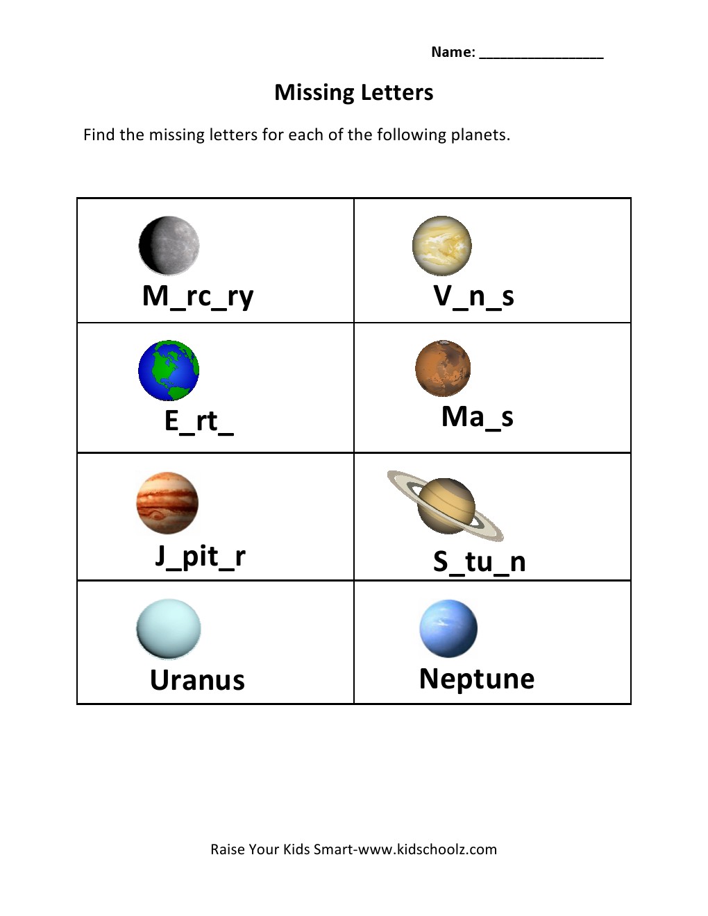 Grade 3 Missing Letters Worksheet