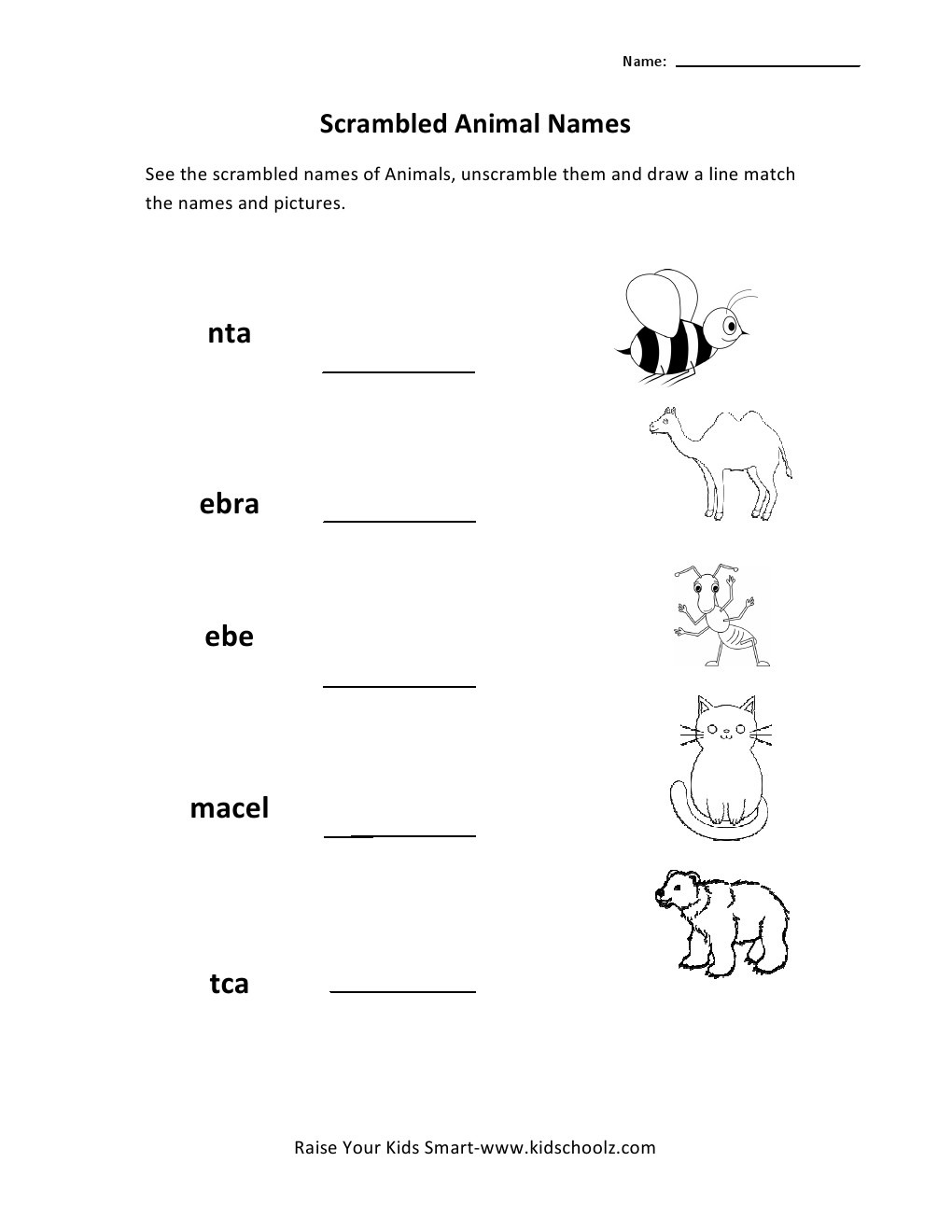 Grade 2 - Scrambled Words Worksheet