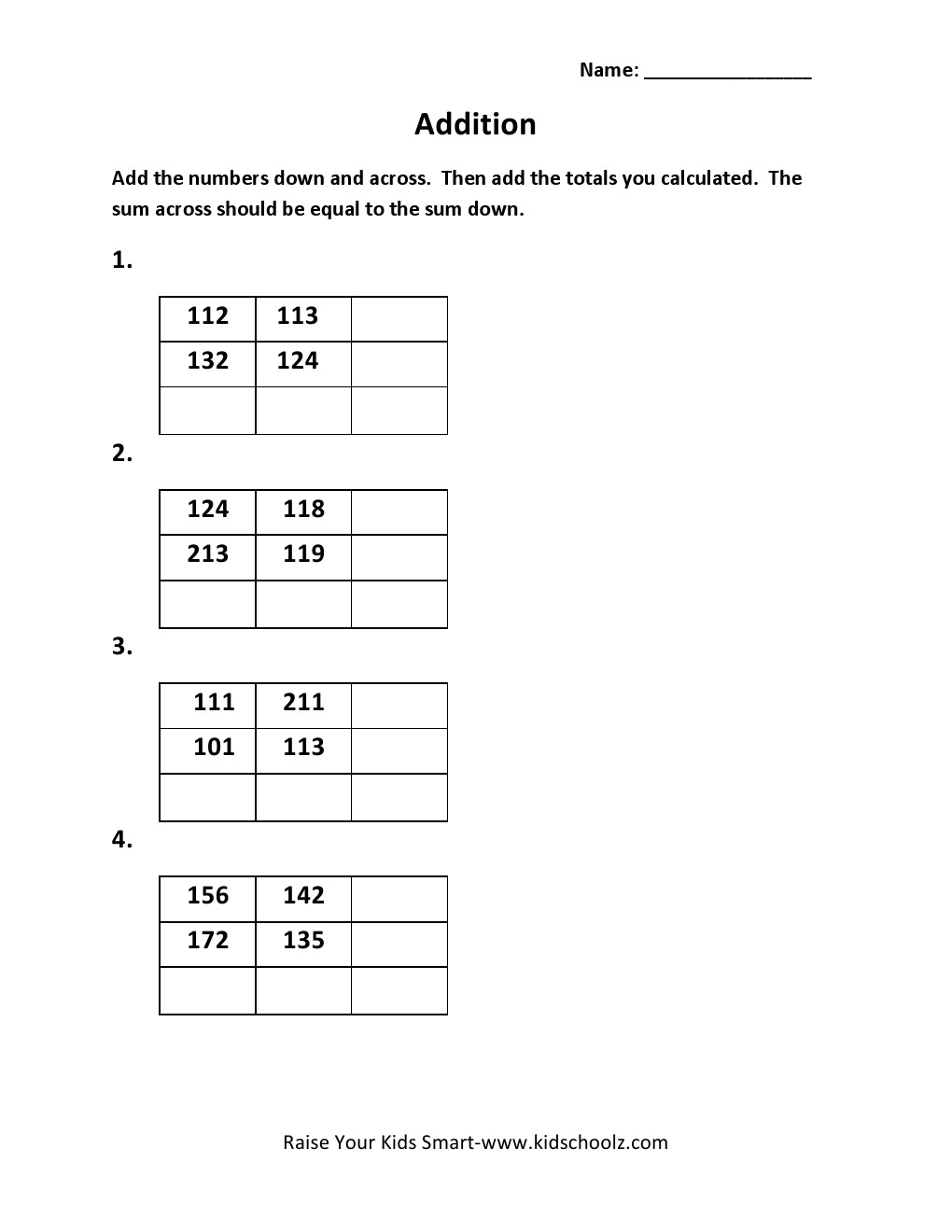 Grade 2 - Addition Worksheet