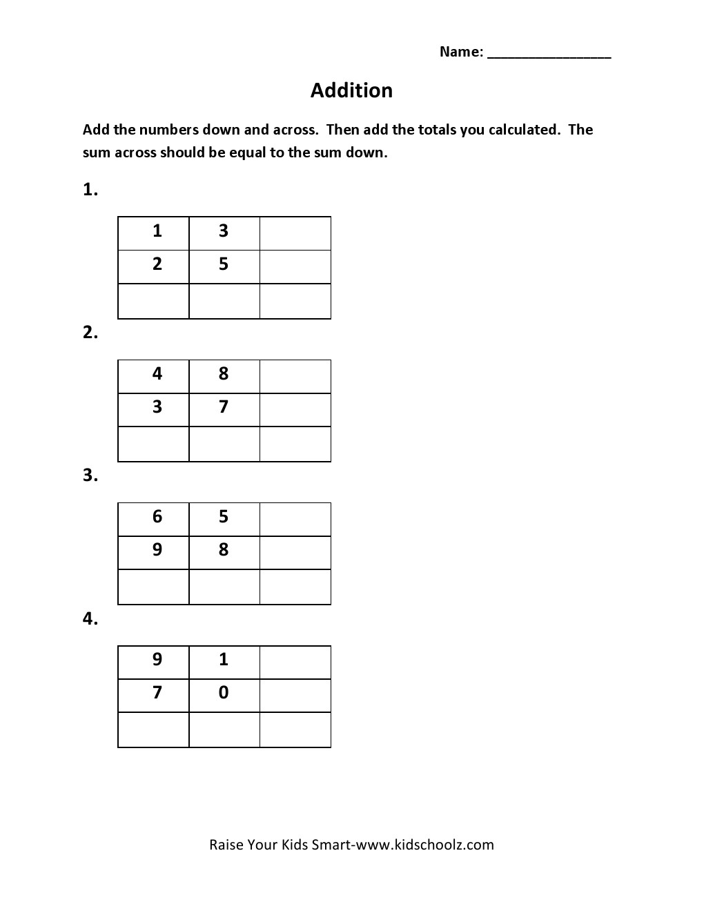 Grade 2 - Addition Worksheet