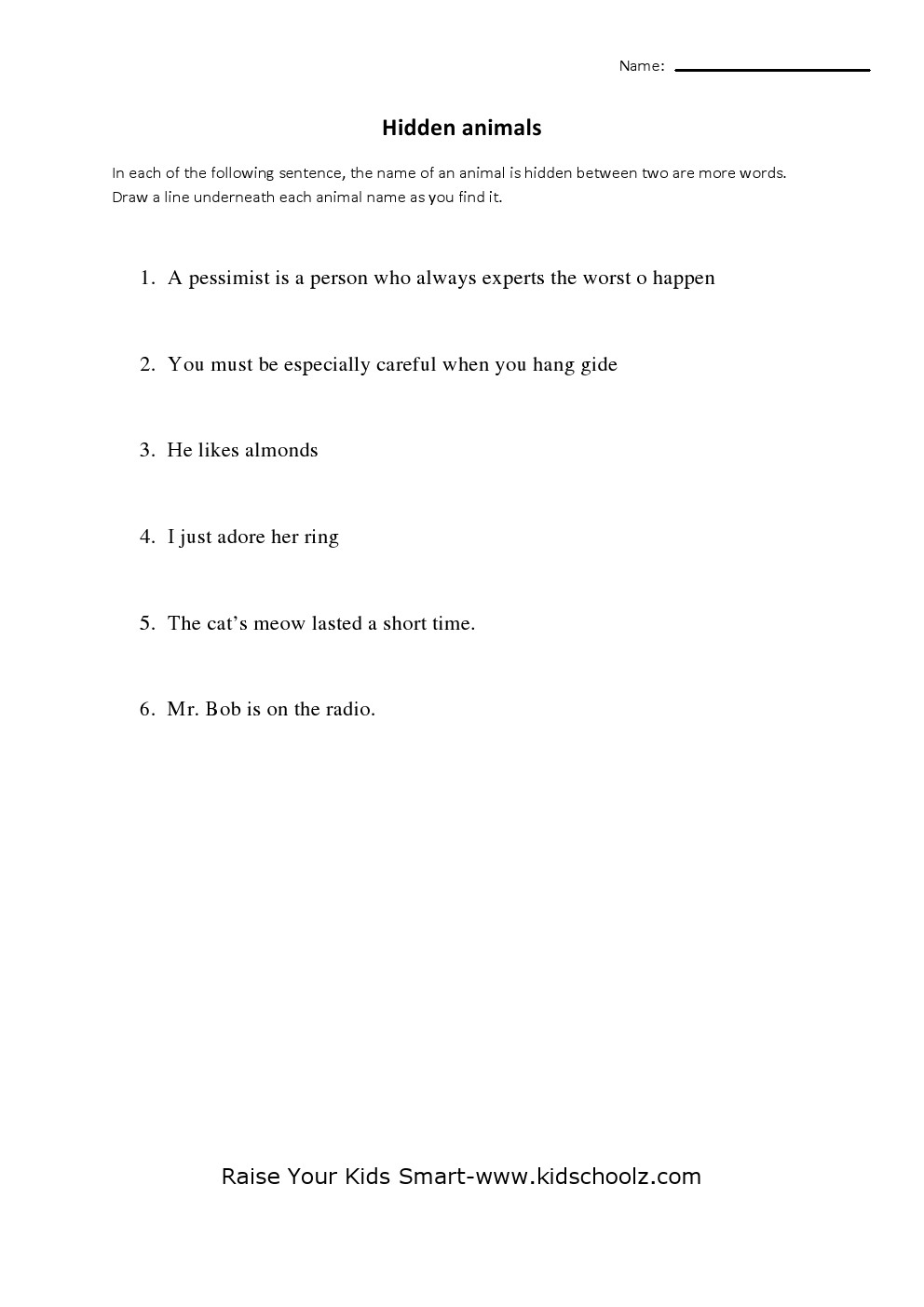 Grade 4 - Science Worksheet