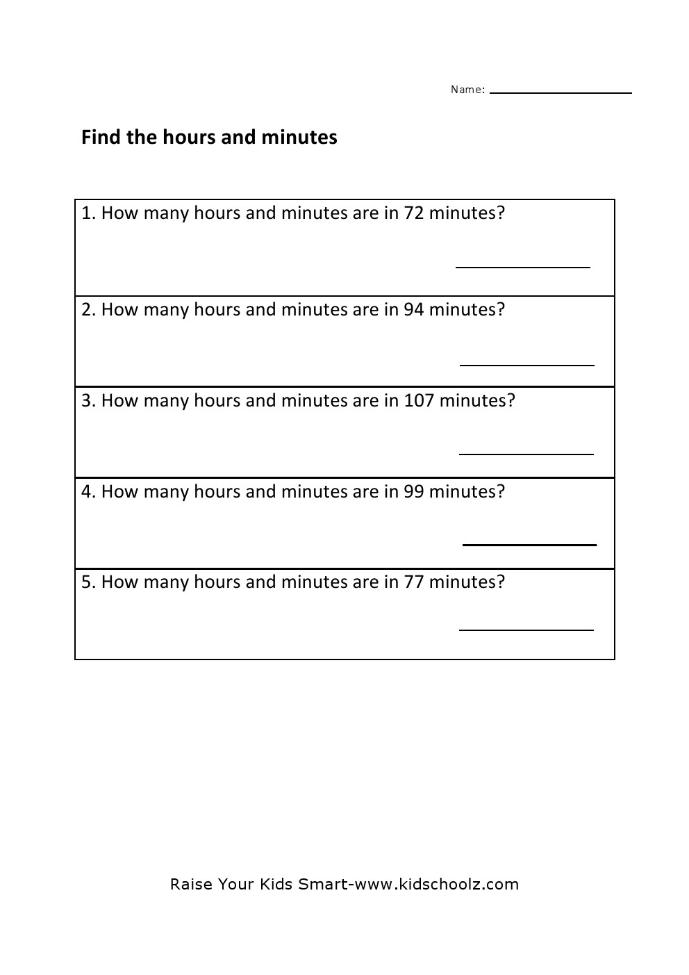 Grade 4 - Time Worksheet