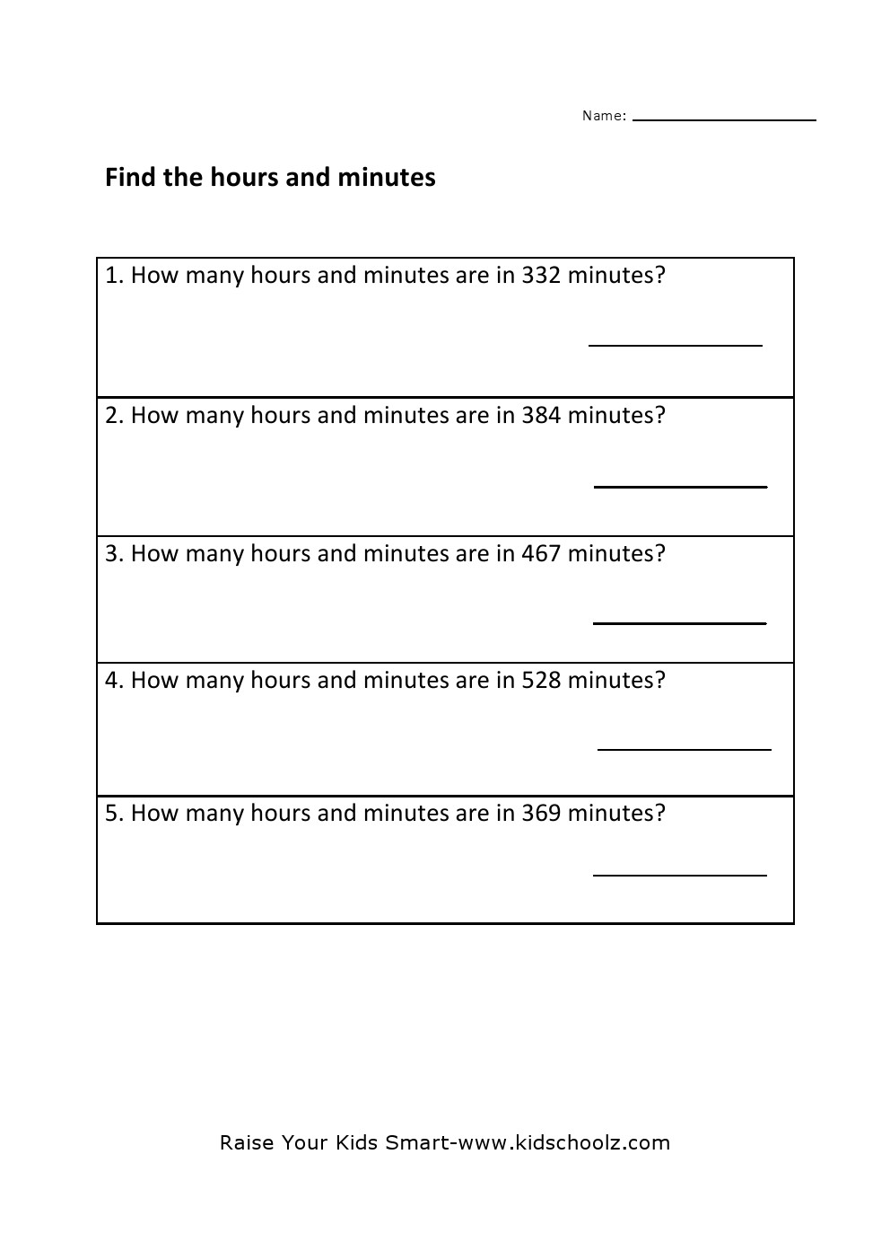 Grade 4 - Time Worksheet