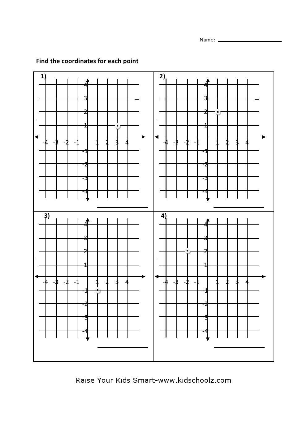 Grade 5 -Co-ordinates Worksheet