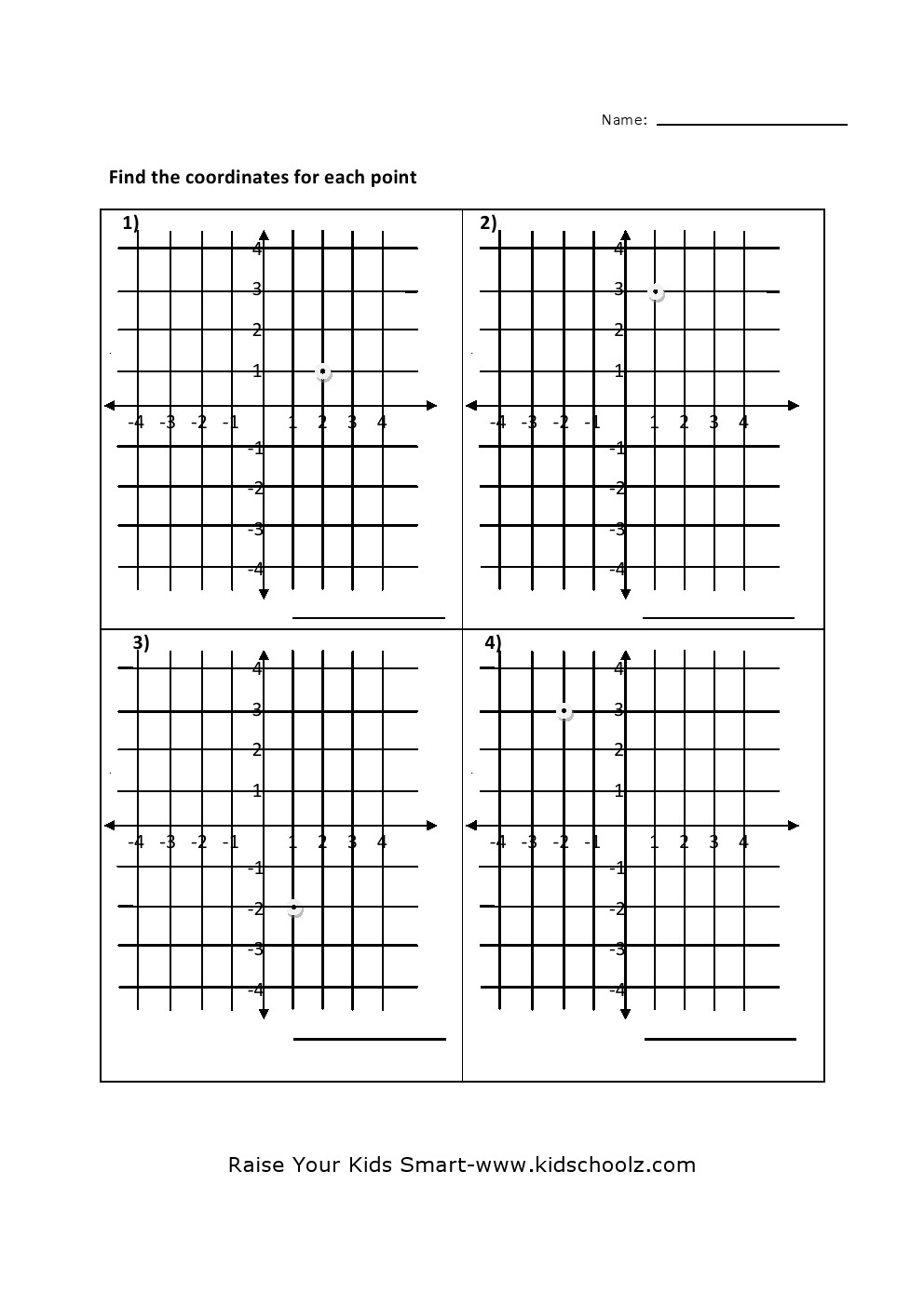 Grade 5 -Co-ordinates Worksheet