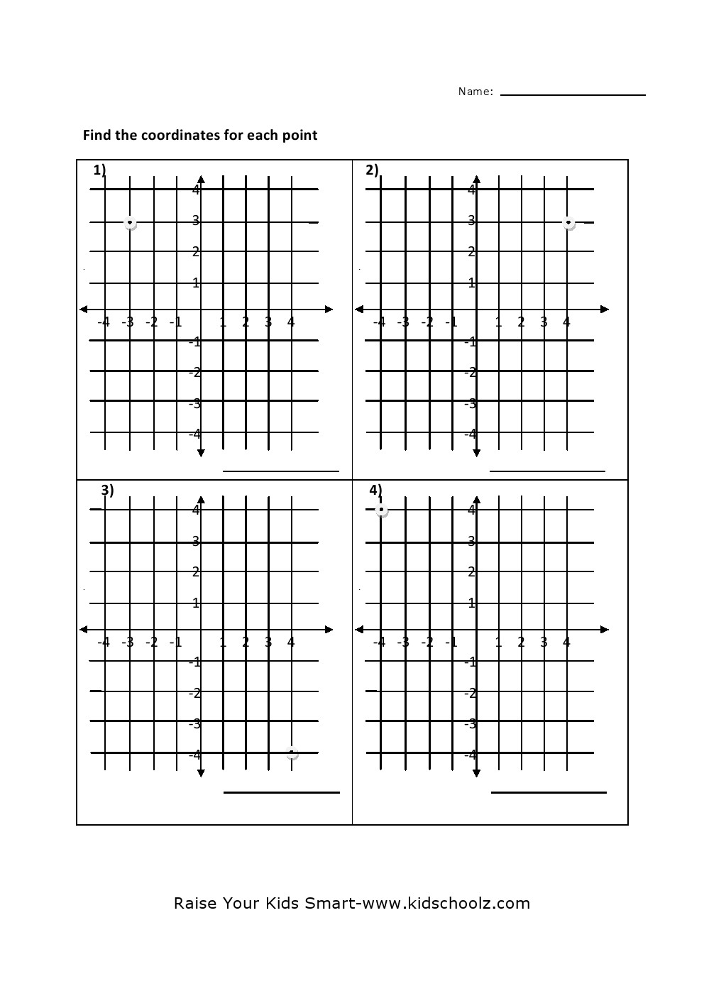 Grade 5 -Co-ordinates Worksheet