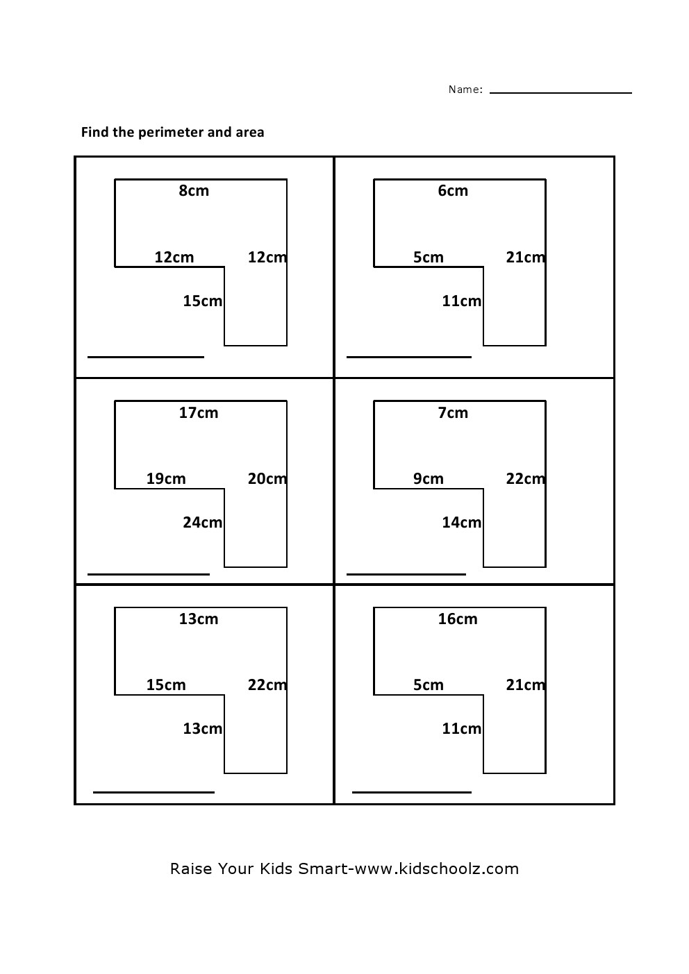 Grade 5 -Perimeter Area Lshape Worksheet