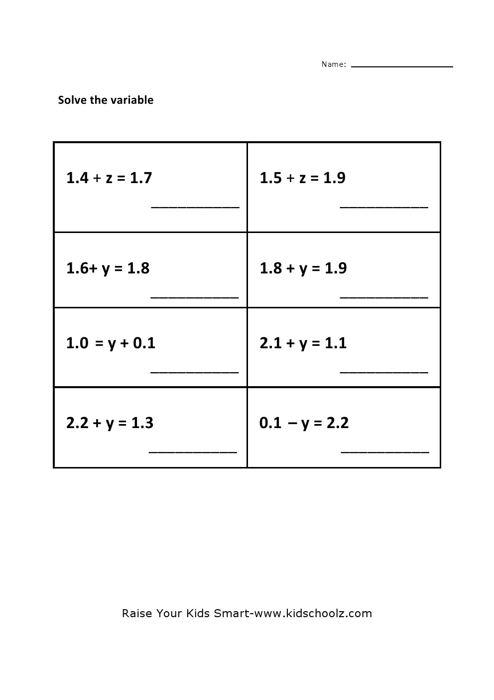 Grade 5 - Pre-Algebra-decimal-addition Worksheet