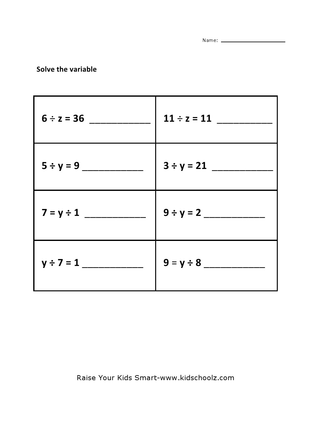 Grade 5 - Pre-Algebra-division Worksheet