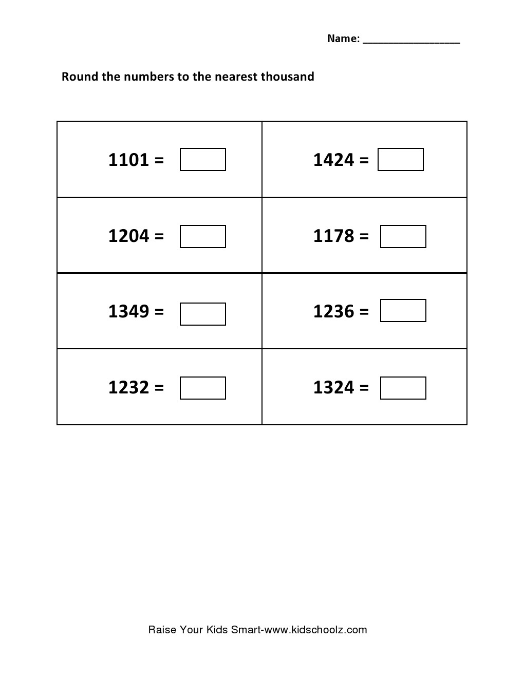Grade 5 - Rounding Integer Number Worksheet