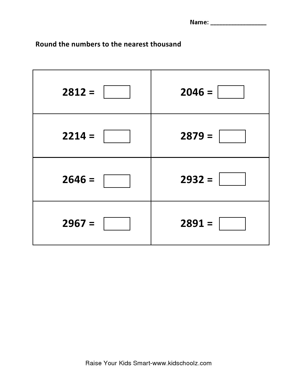 Grade 5 - Rounding Integer Number Worksheet