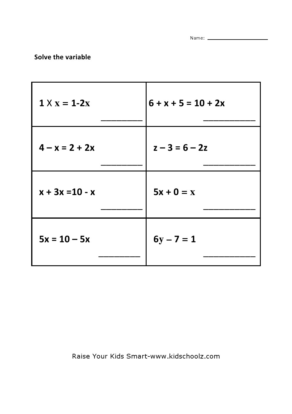 Grade 5 - Solve Expression Worksheet