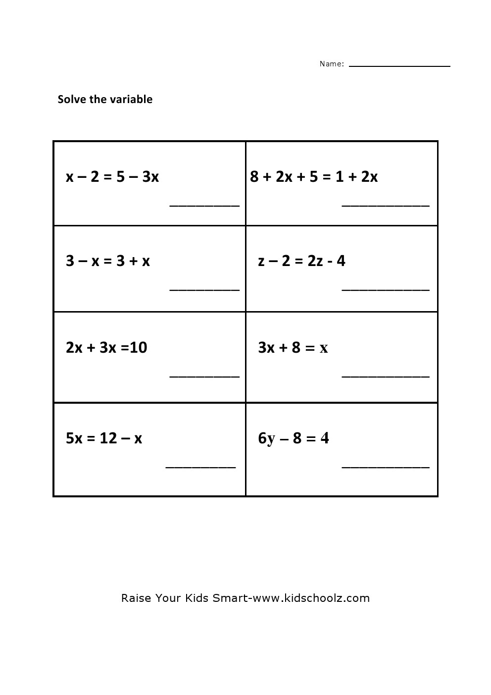 Grade 5 - Solve Expression Worksheet