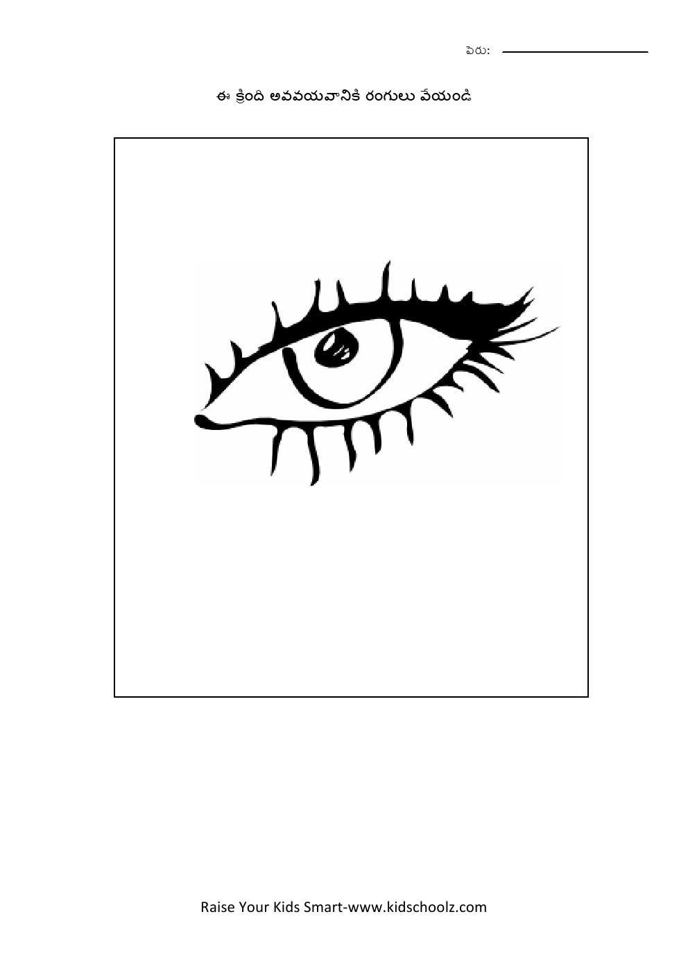 Telugu- body parts worksheet