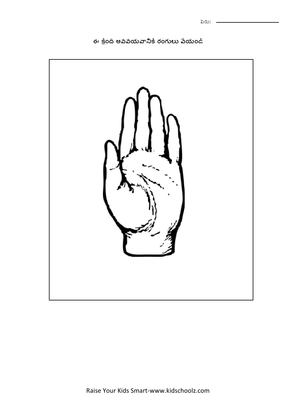 Telugu- body parts worksheet